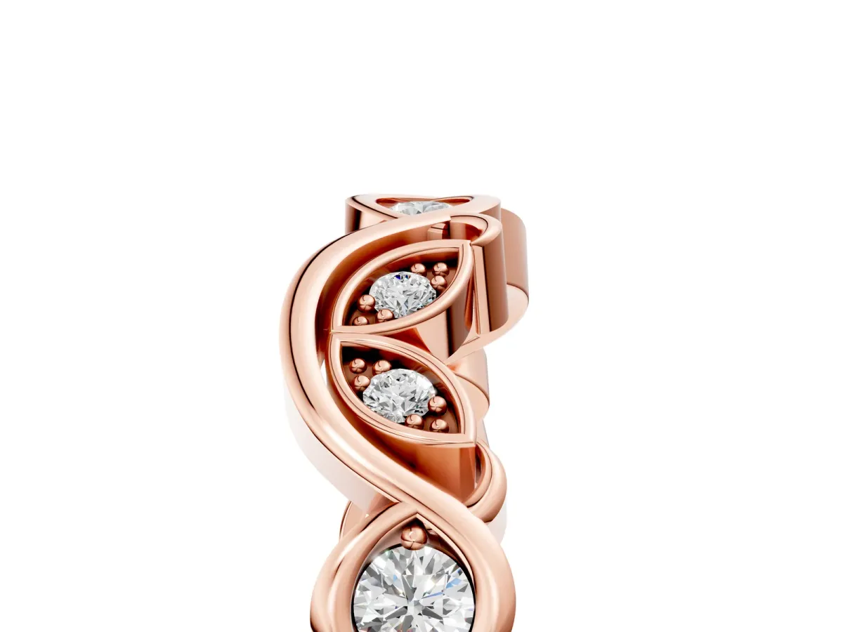 Marquise and Round Diamond Infinity Eternity Band with Bezel Setting Rose gold