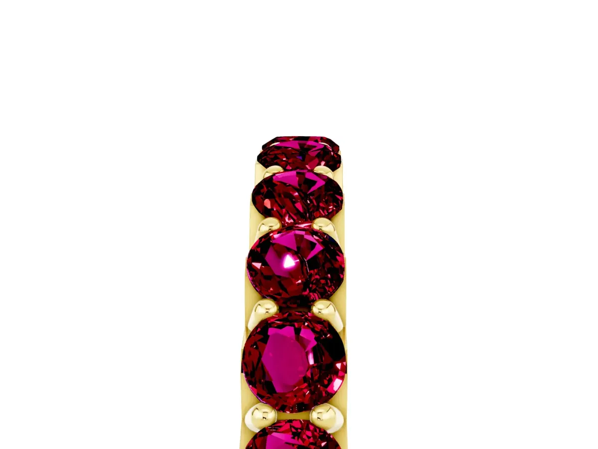 Round Garnet Half Eternity Band with Classic Prong Setting Yellow gold
