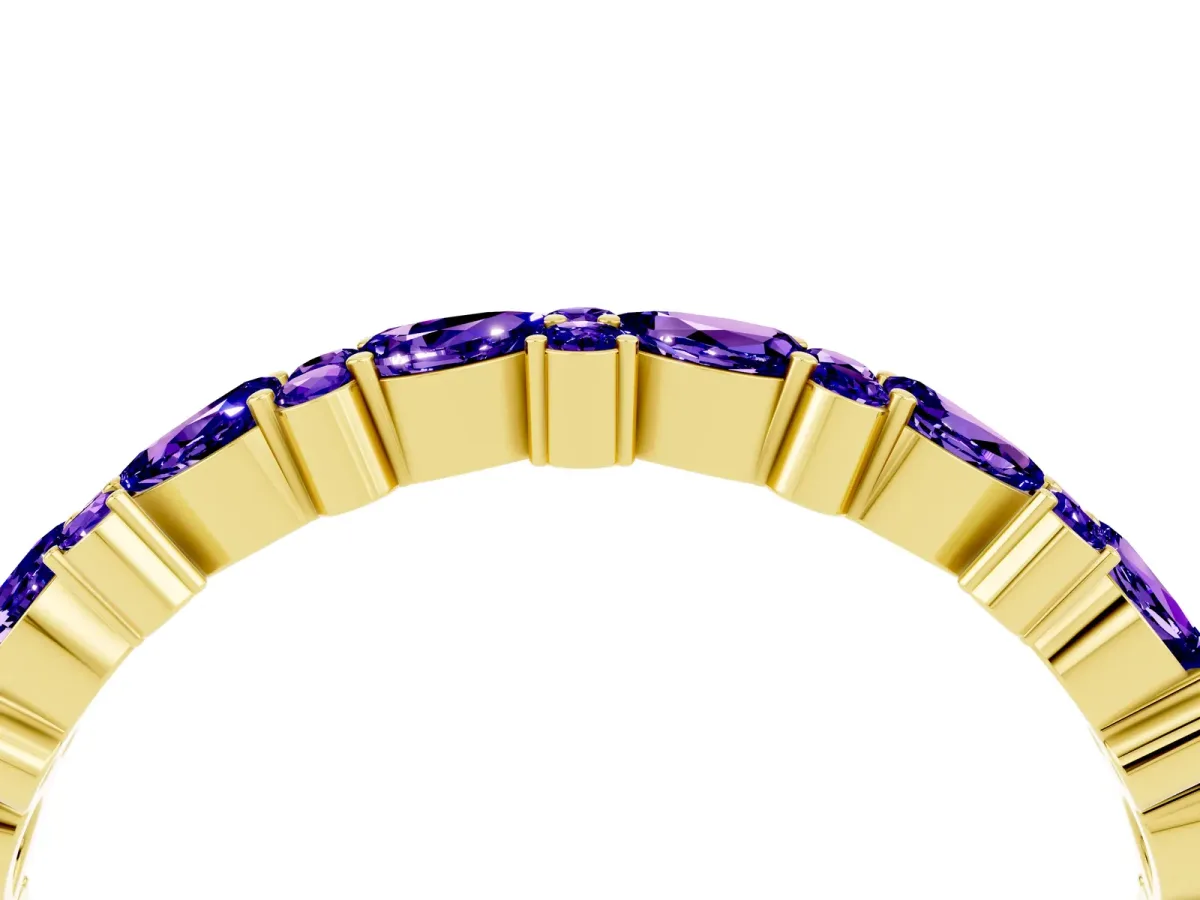 Pear and Round Tanzanite Wedding Band Yellow gold