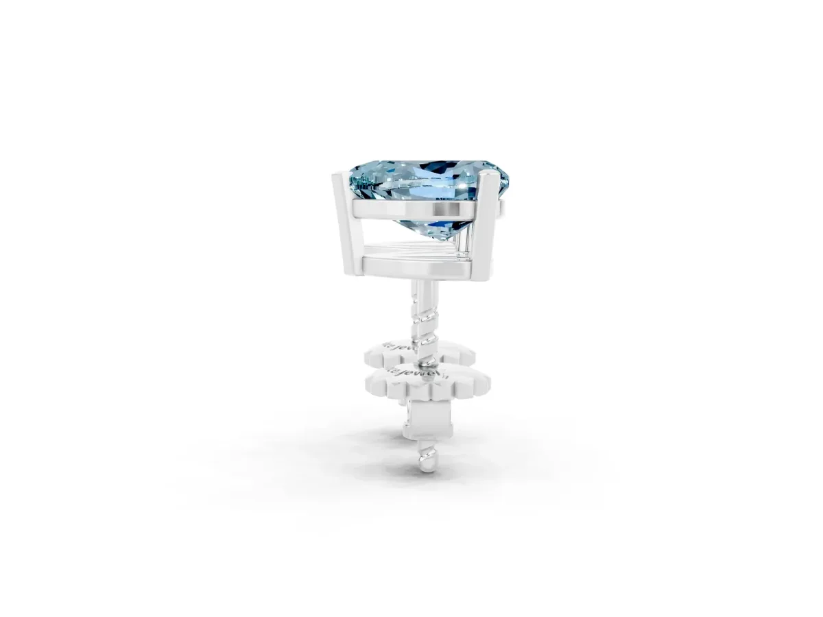 Heart Cut Aquamarine Stud Earrings Silver