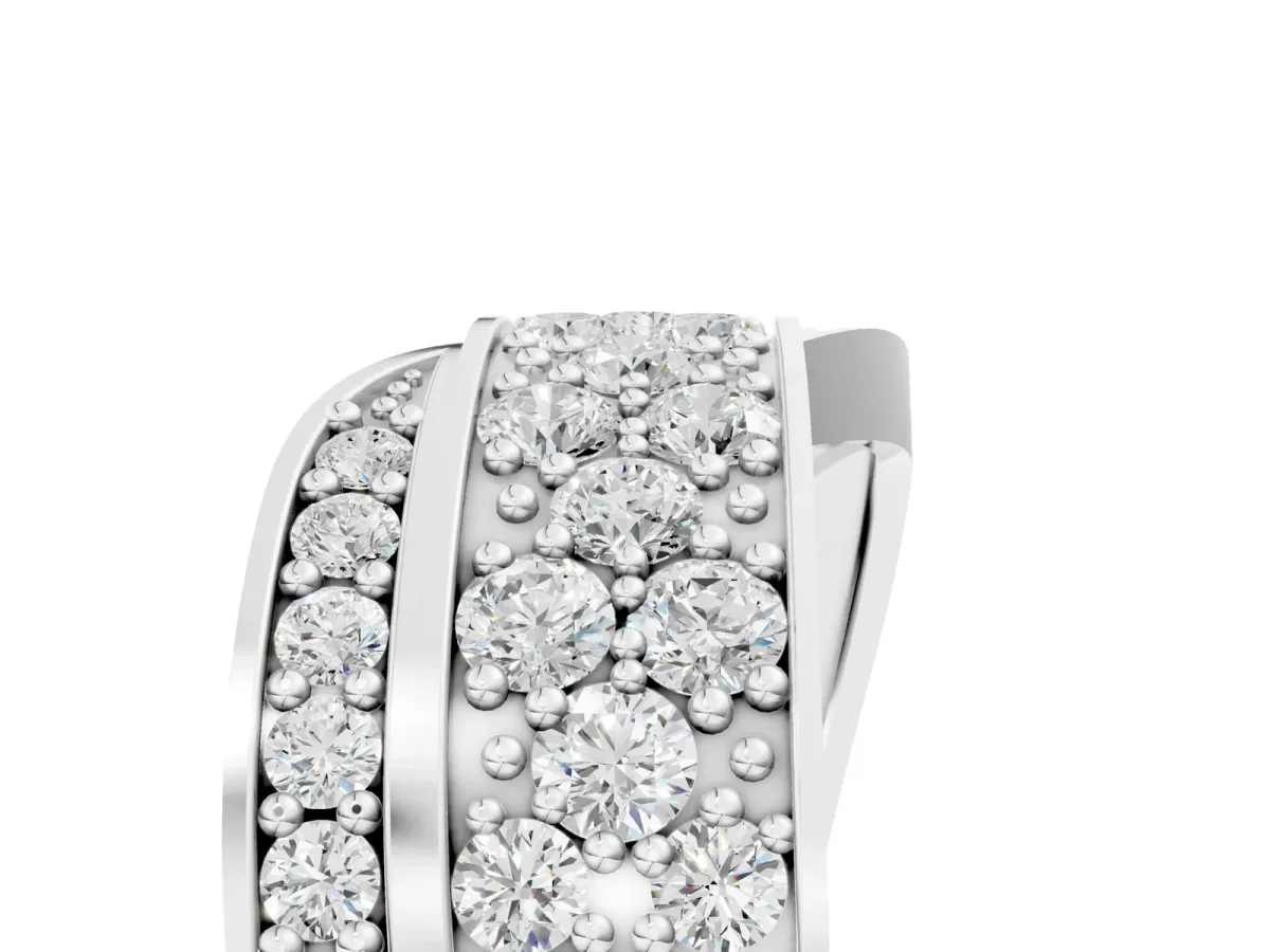 Pavé Round Diamond Crossover Band with Bead Prong Setting Platinum