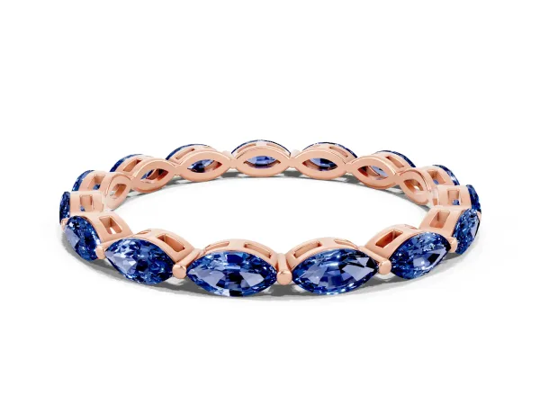 Marquise Blue Sapphire Eternity Band with U-Prong Setting Rose gold
