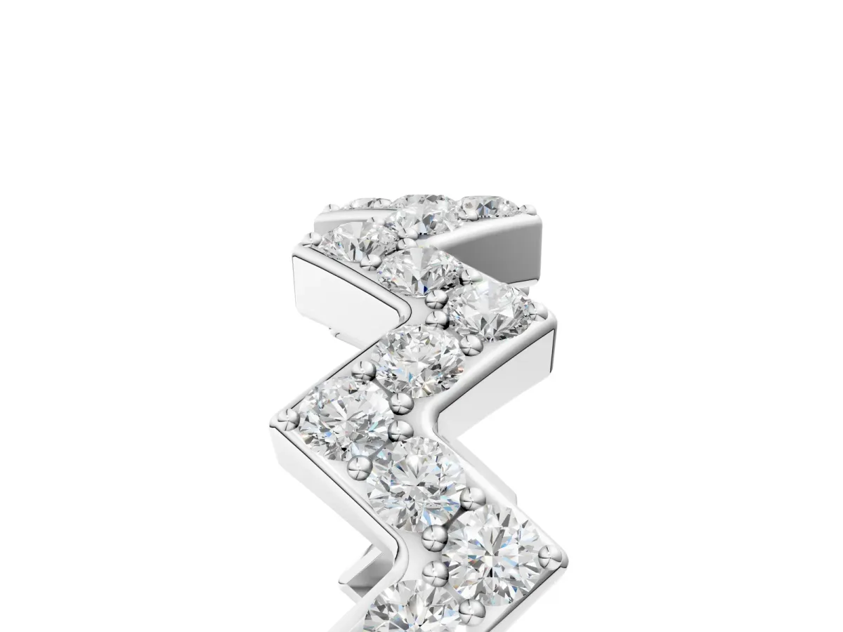 Zigzag Diamond Pave Round Eternity Band with Prong Setting White gold