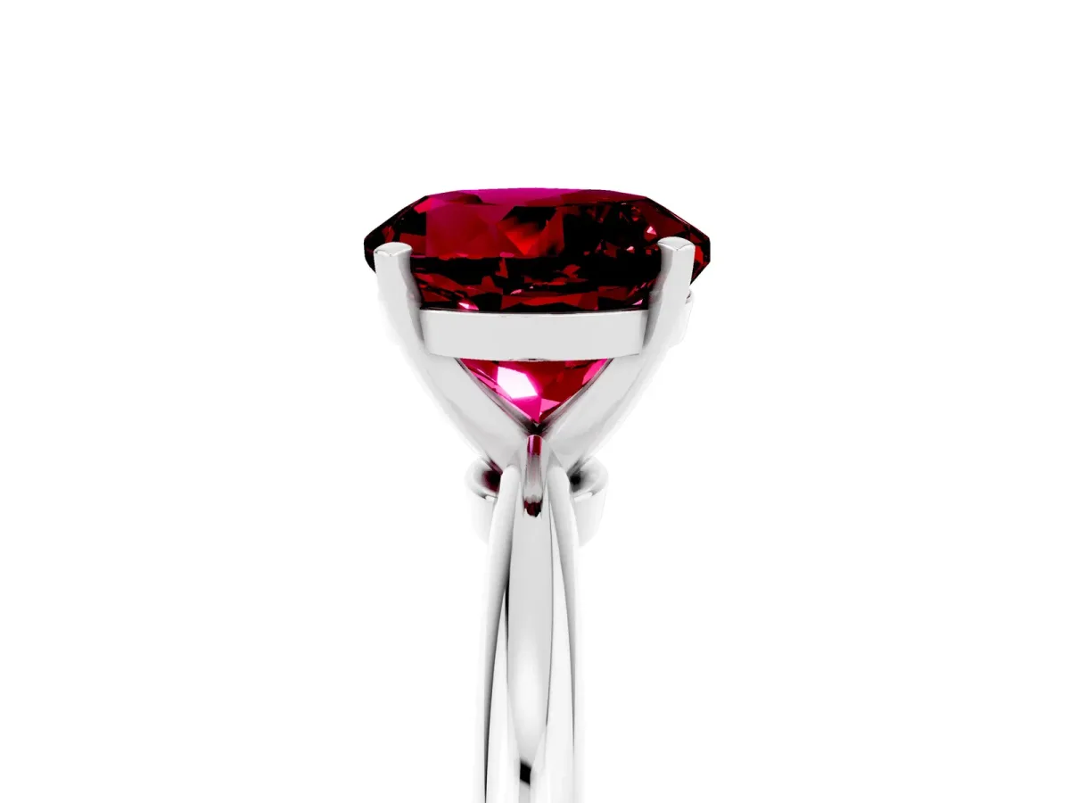 Round Cut Garnet Solitaire Ring with Six-Prong Setting and Classic Band Silver