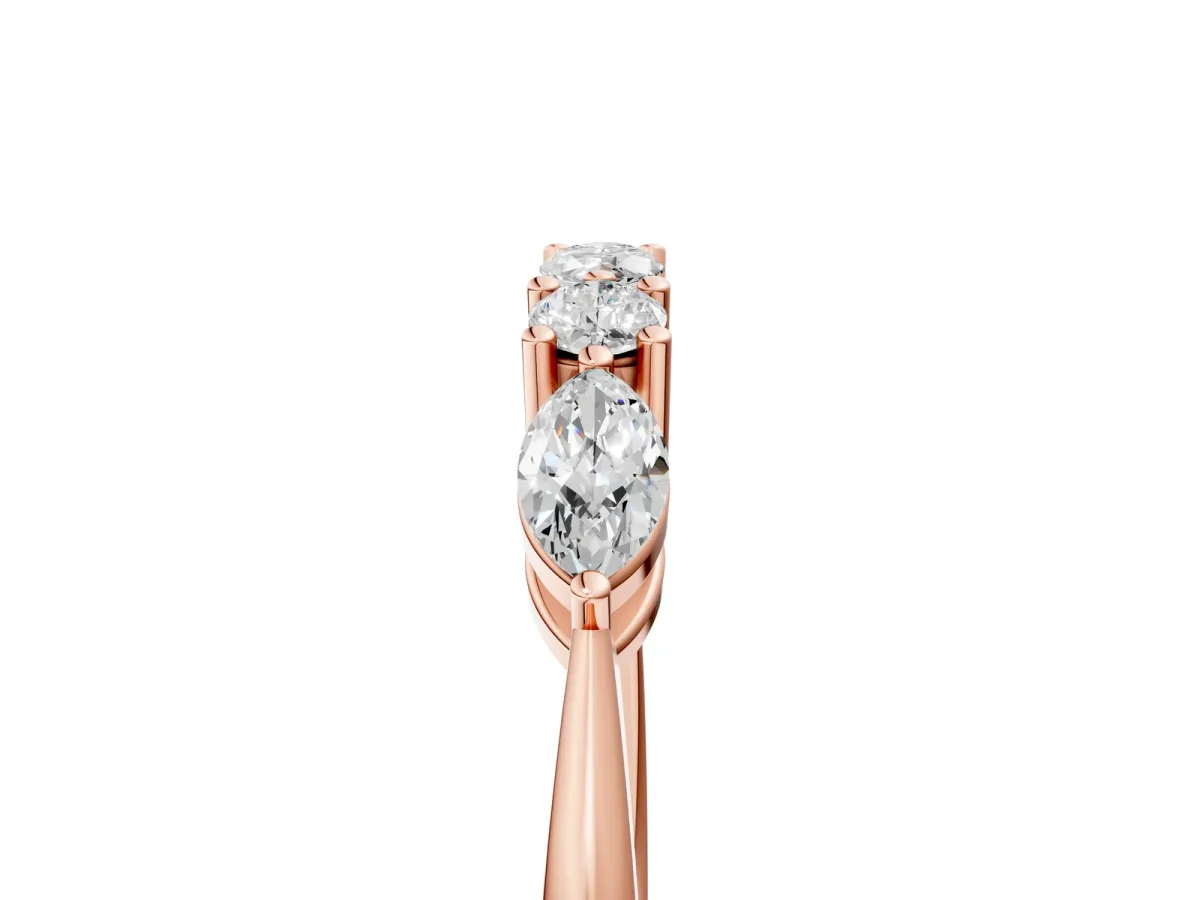 Prong Set Round Diamond Half-Eternity Band Rose gold
