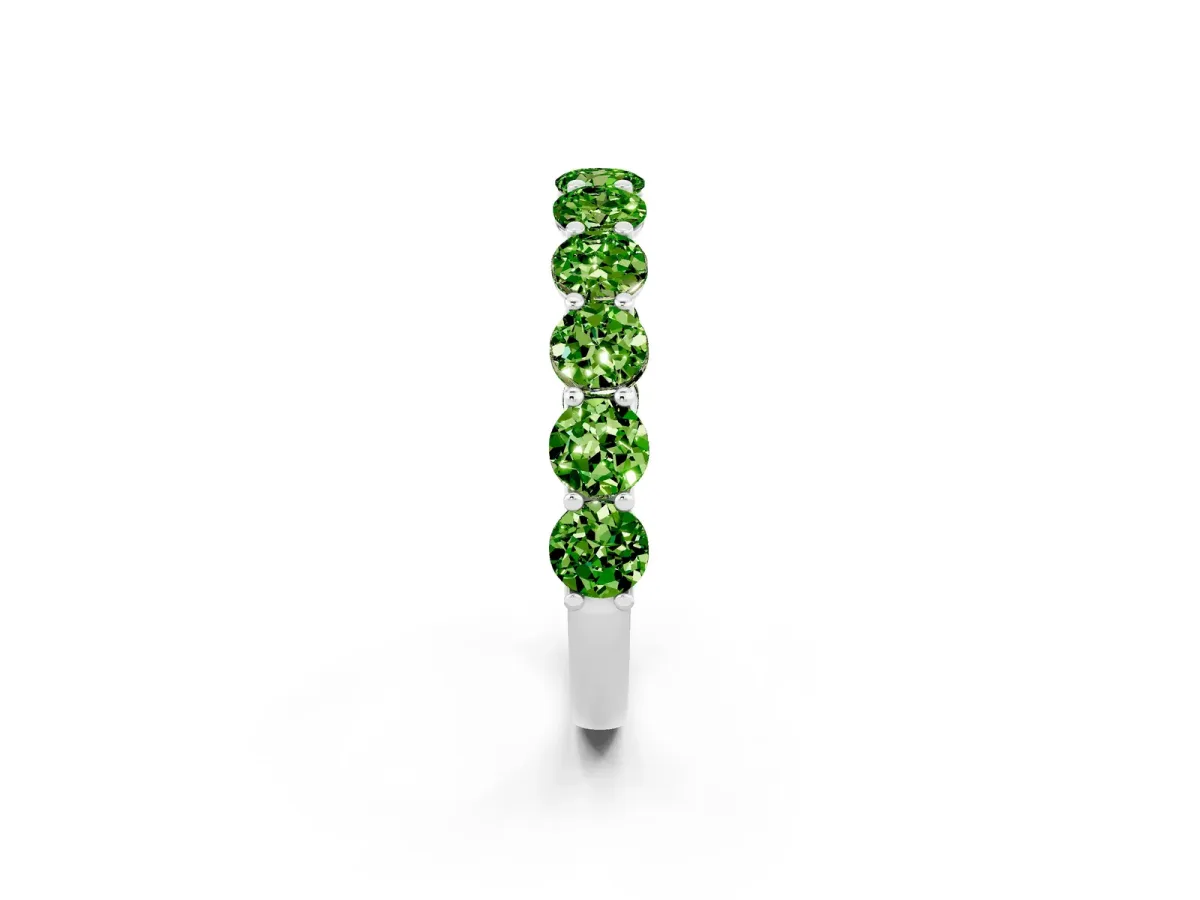 Round Peridot Shared Prong Eternity Band White gold