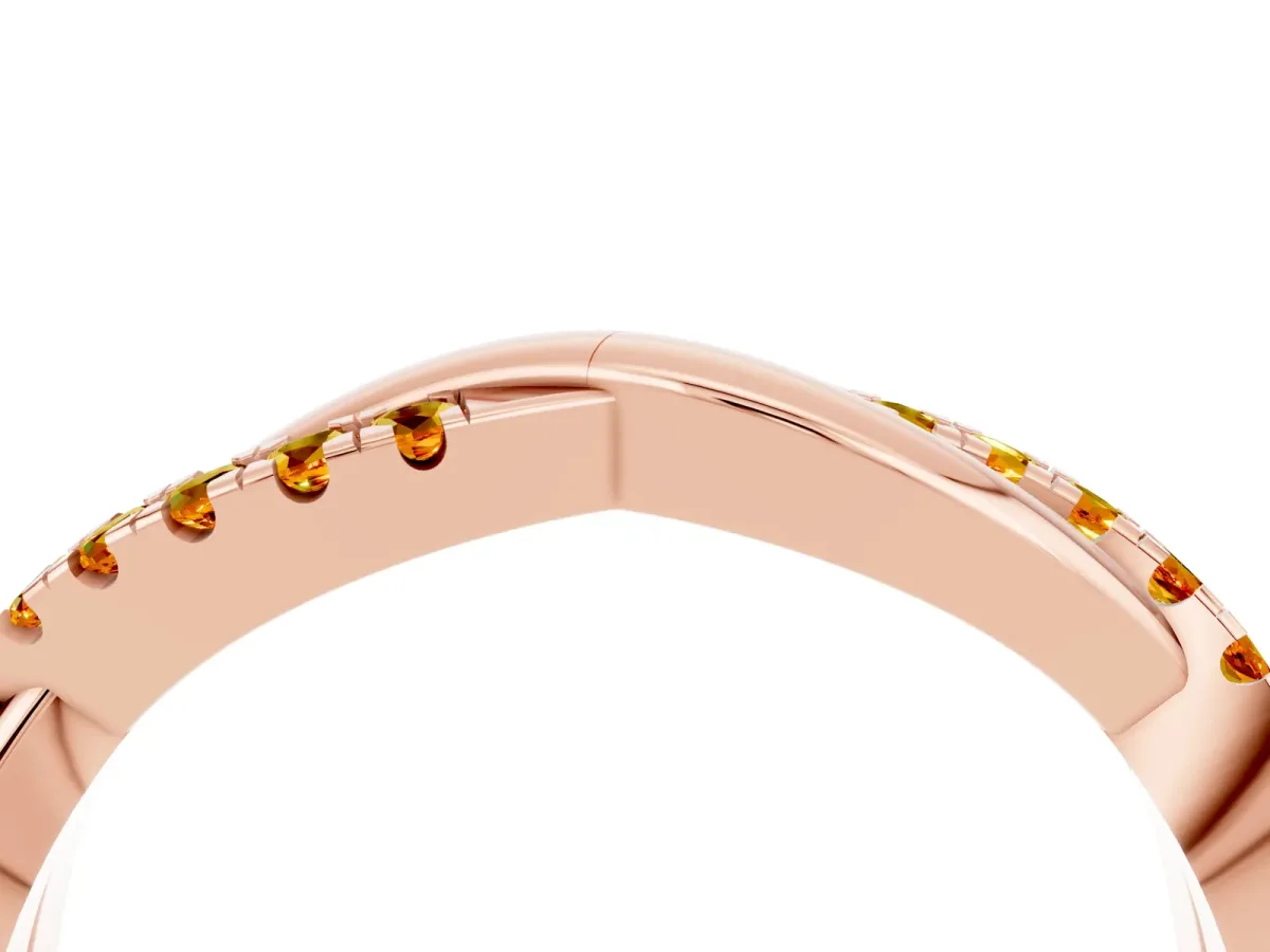Round Citrine Twisted Infinity Band with Prong Setting Rose gold