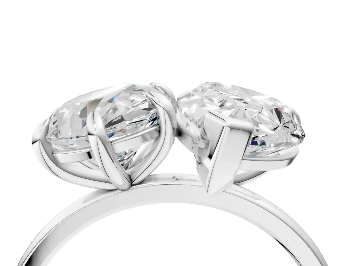 Round Cut and pear toi moi ring Silver