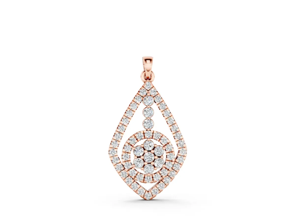 Diamond Halo Pendant with Pavé Setting Rose gold