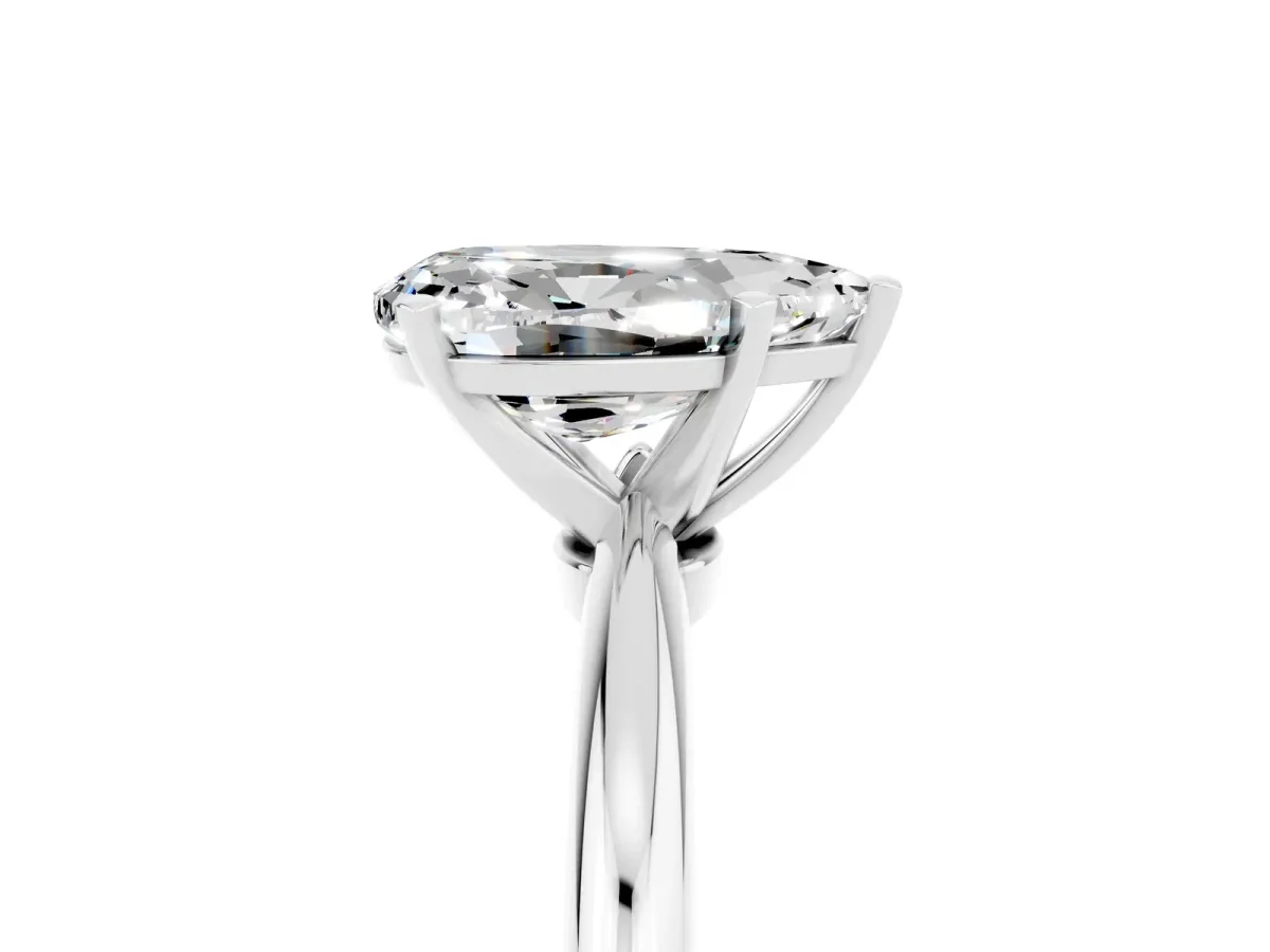 Pear Cut Moissanite Solitaire Ring with Six-Prong Setting and Classic Band Silver