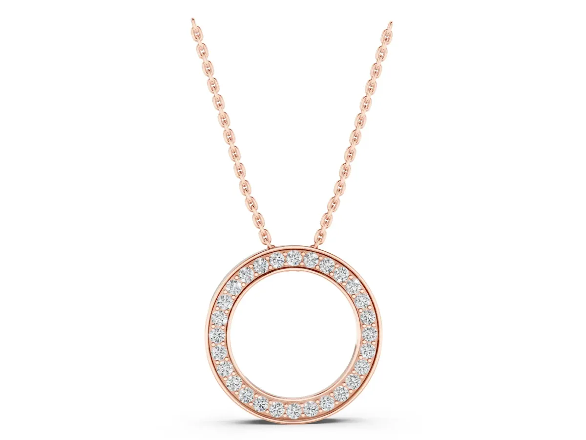 Round Diamond Pavé Circle Pendant Rose gold