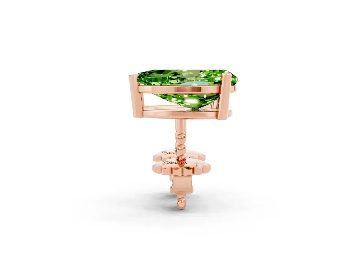 Pear Cut Peridot Stud Earrings Rose gold