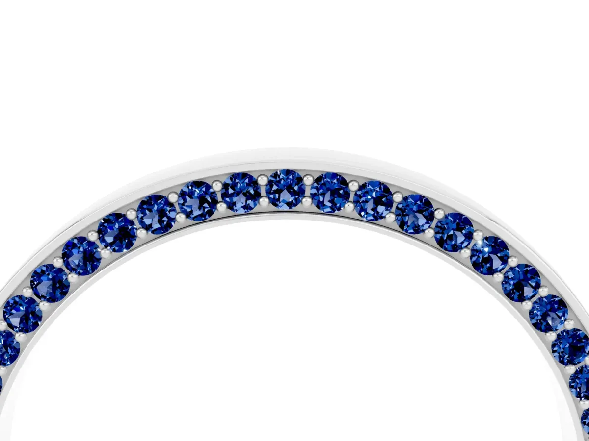 Pavé Round Blue Sapphire Channel Set Band White gold