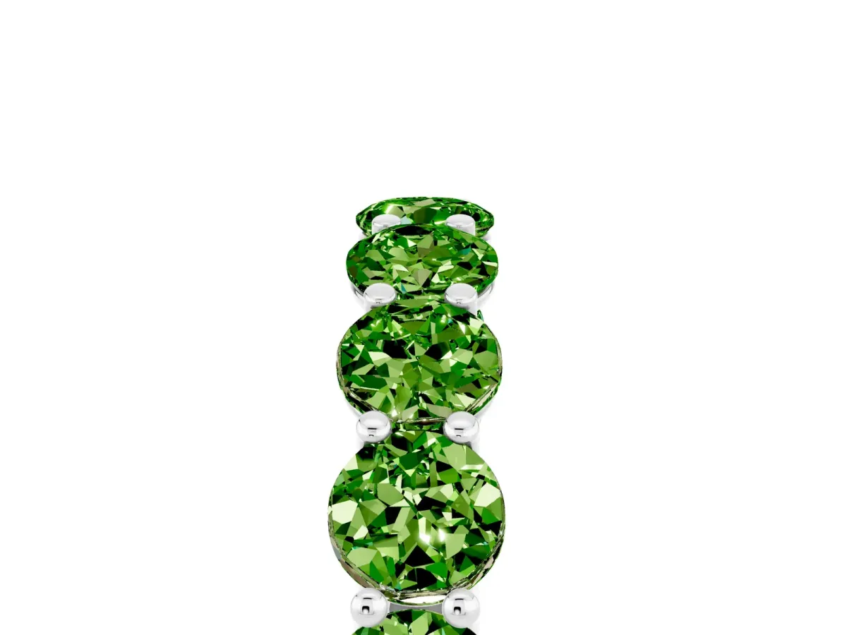 Round Peridot Shared Prong Eternity Band White gold