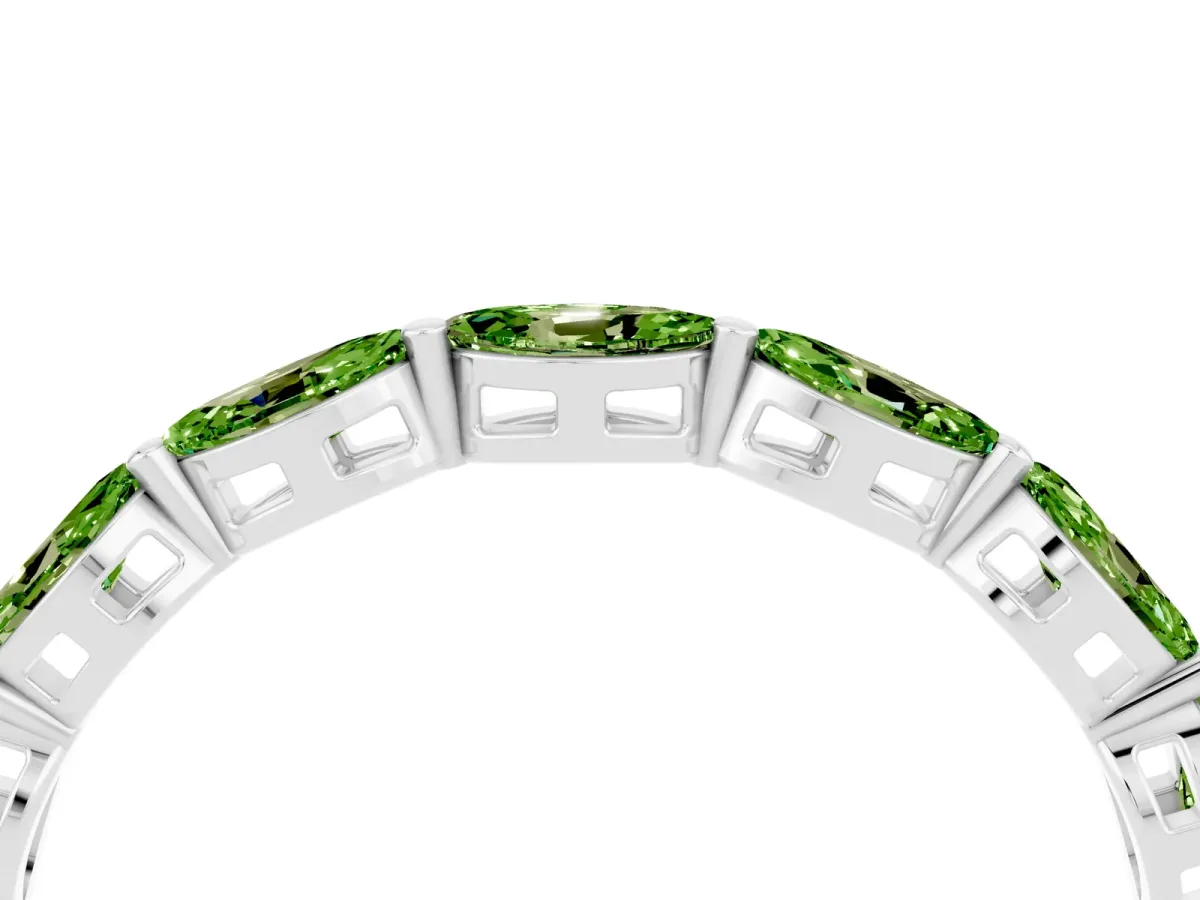 Marquise Peridot Eternity Band with U-Prong Setting Silver