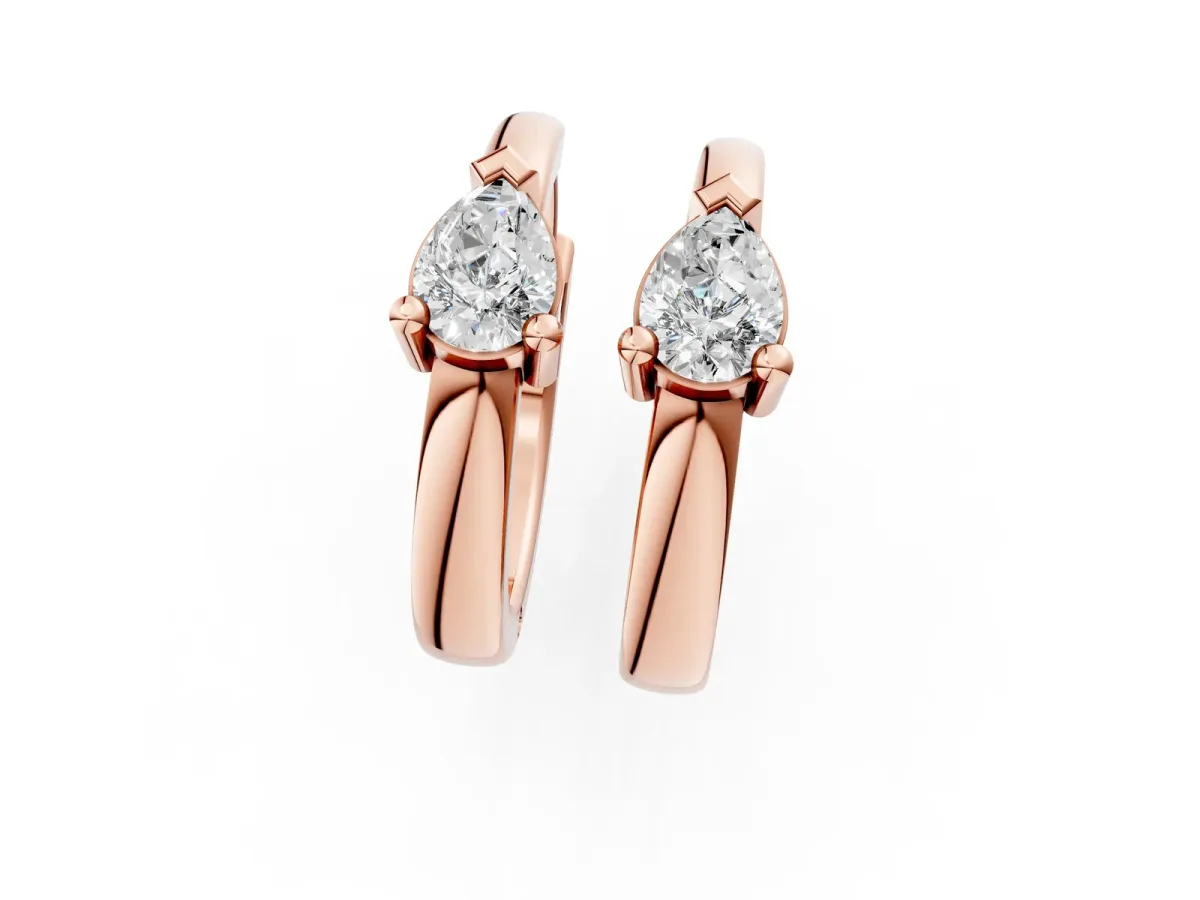 Pear Diamond Mini Huggie Hoop Earrings Rose gold