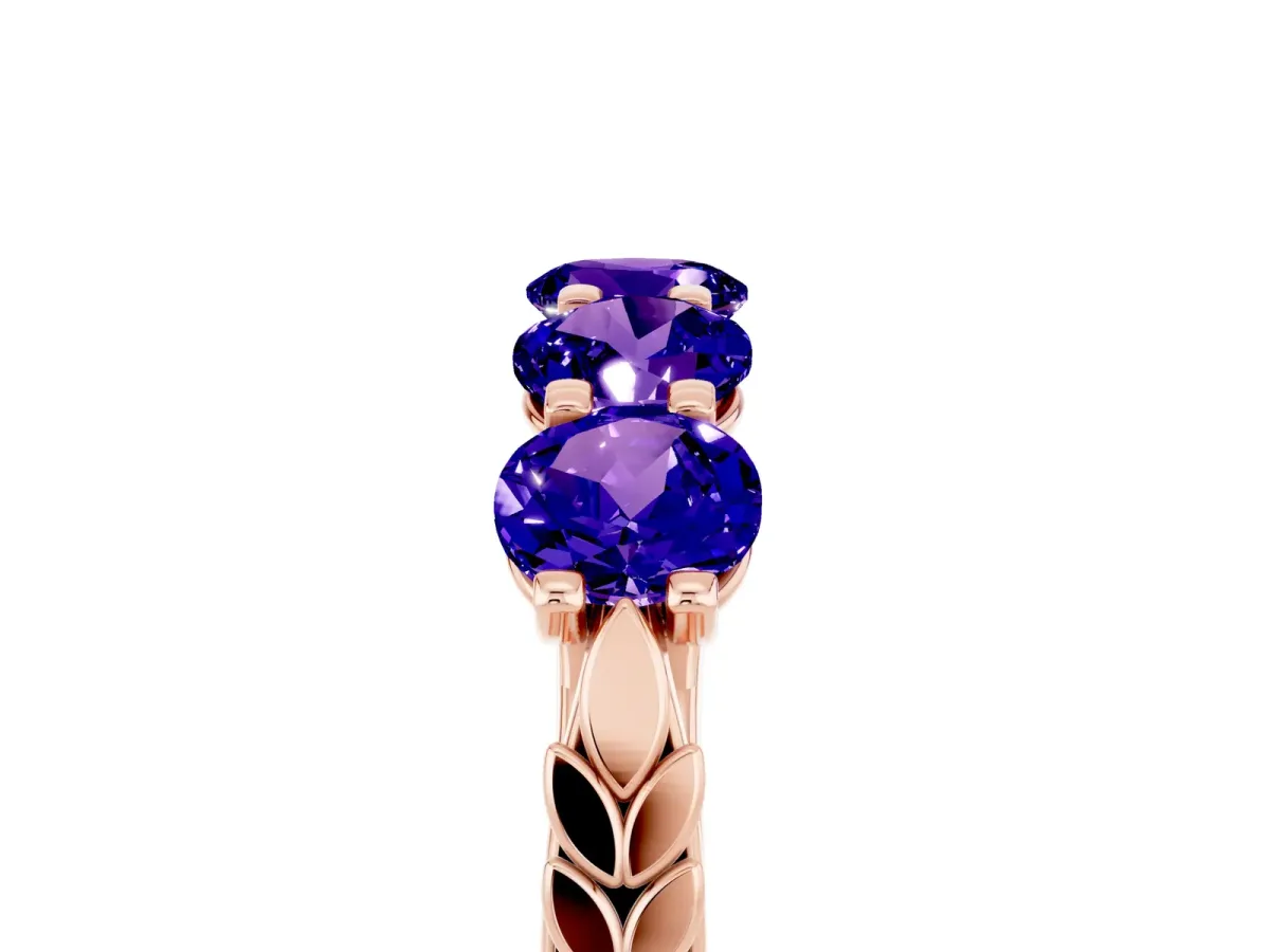 Five-Stone Round Tanzanite Prong-Set Band Rose gold