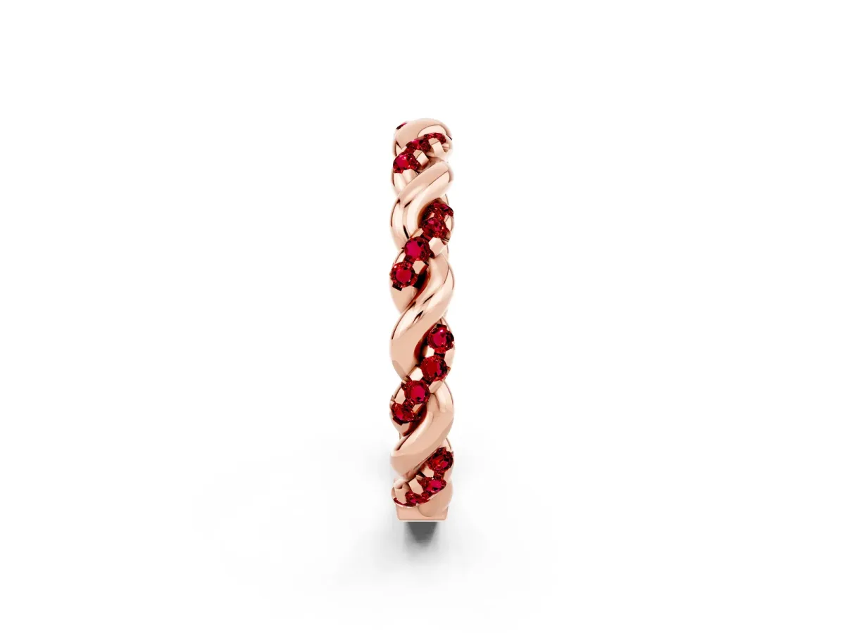 Twisted Pavé Round Ruby Eternity Band Rose gold