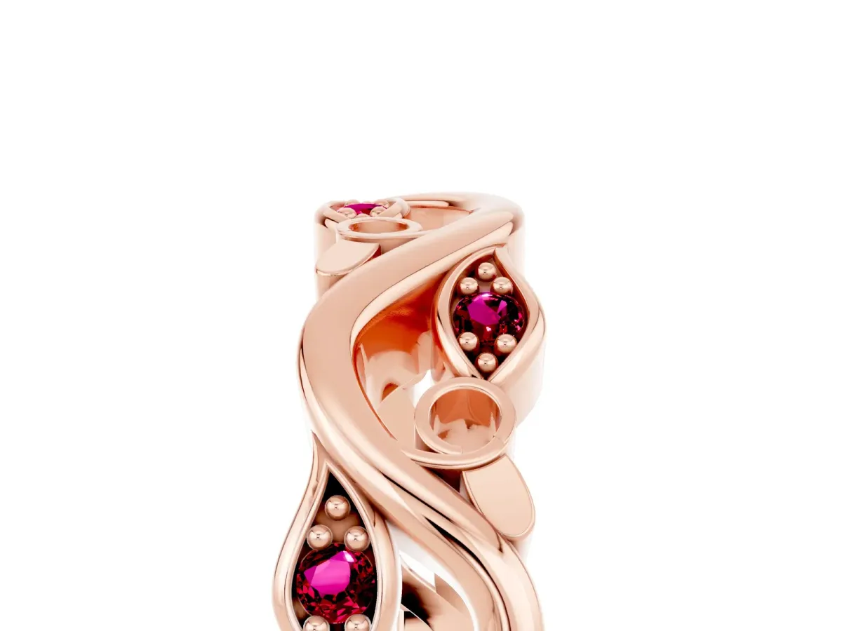 Marquise Garnet Vine Eternity Band with Bezel Setting Rose gold