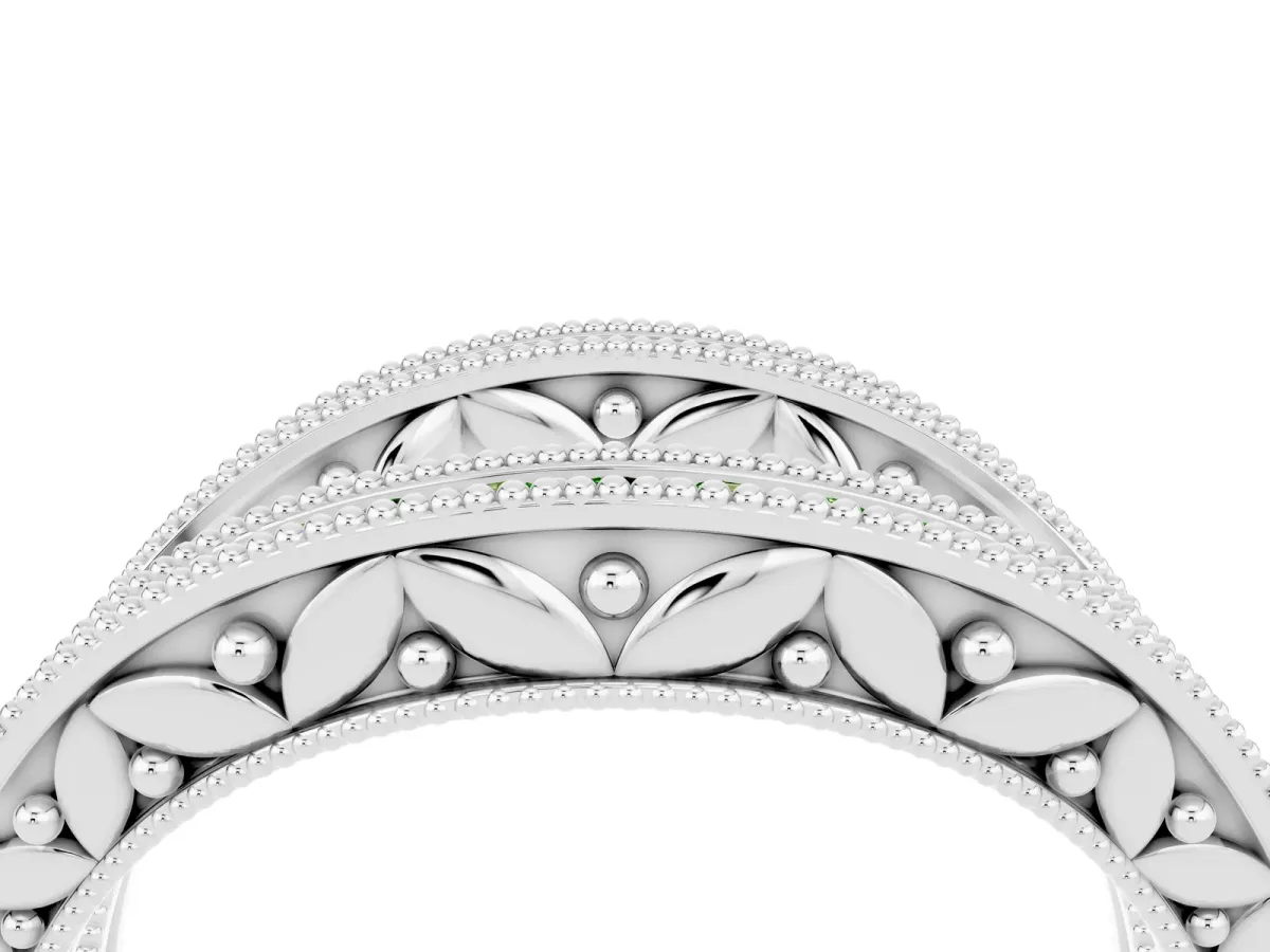 Round Peridot Milgrain Eternity Band with Channel Setting Silver