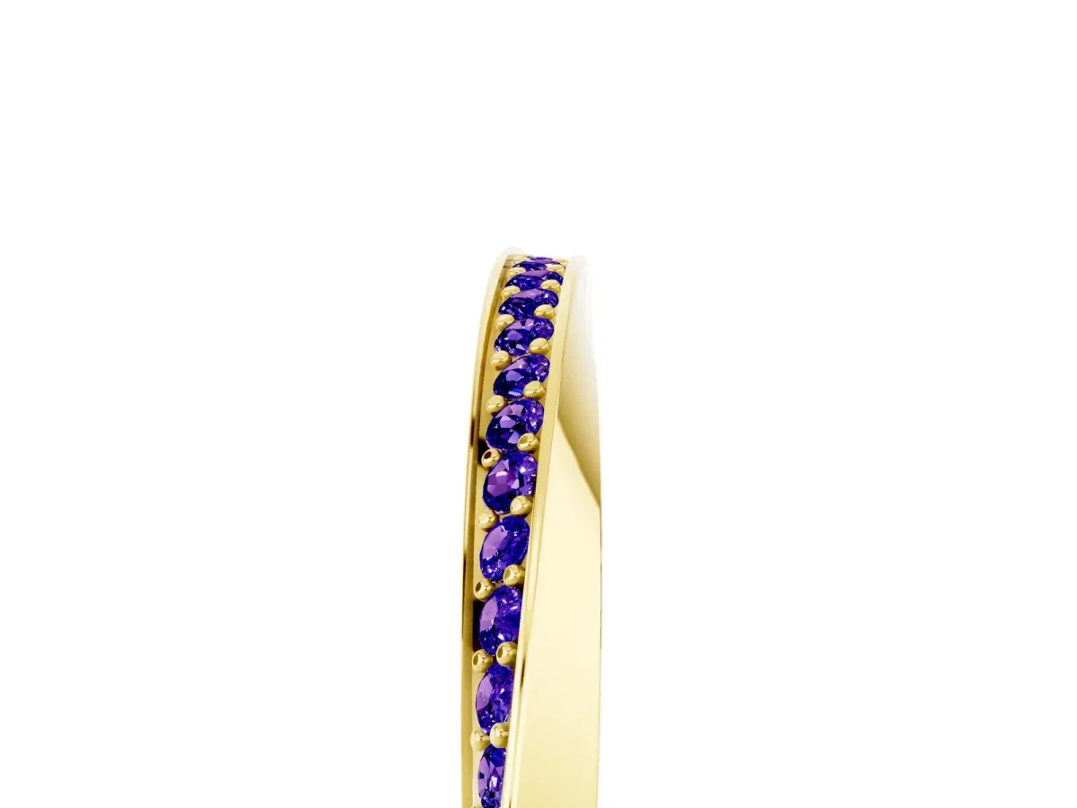 Pavé Round Tanzanite Twist Band Yellow gold