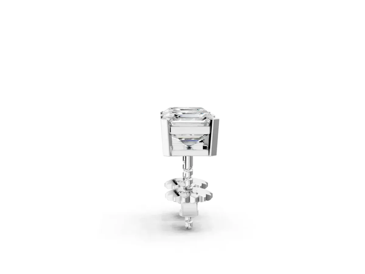 Asscher Cut Diamond Stud Earrings Platinum