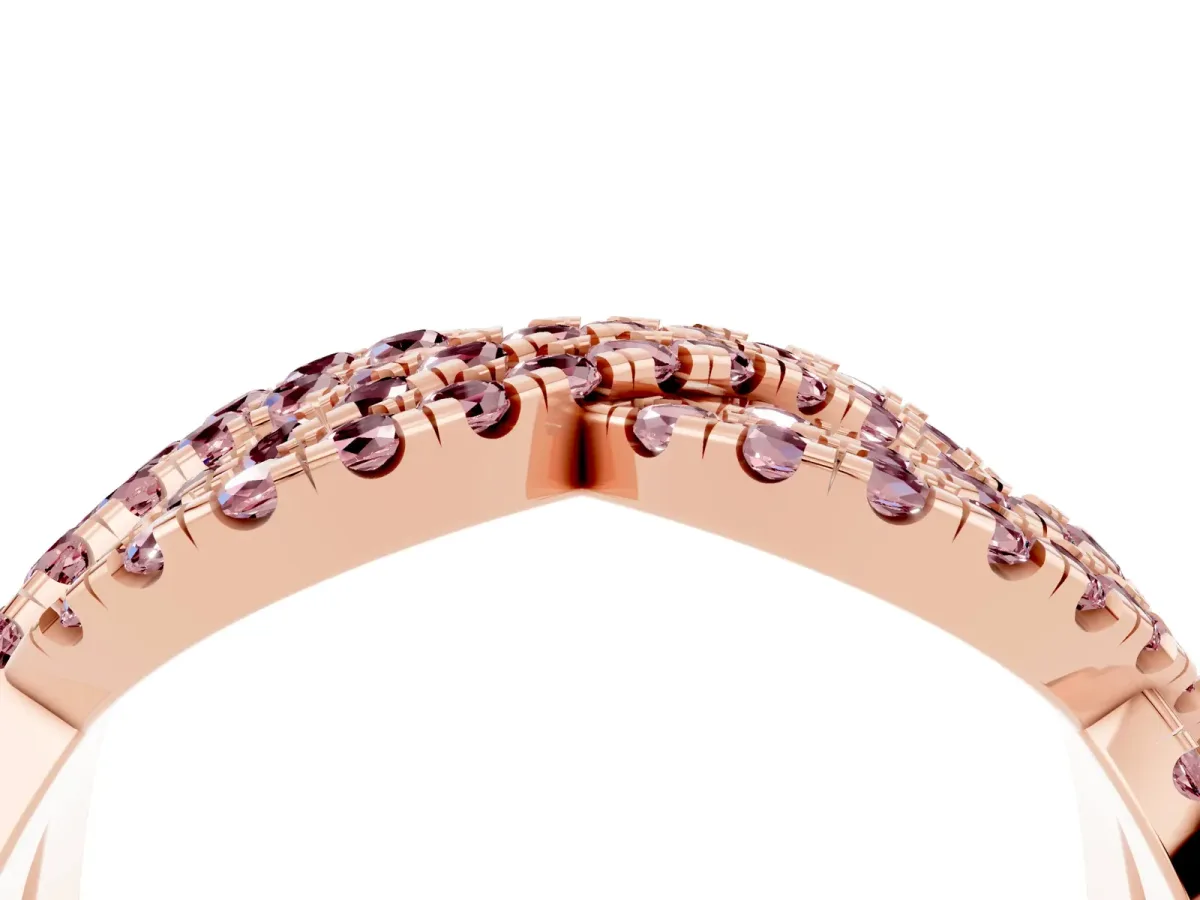 Pavé Round Morganite Infinity Twist Band with Shared Prong Setting Rose gold