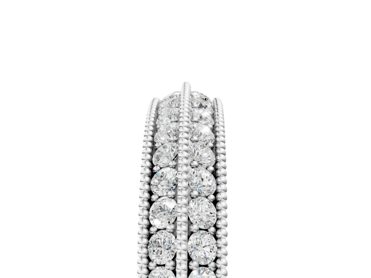 Pavé Round Diamond Milgrain Eternity Band Platinum