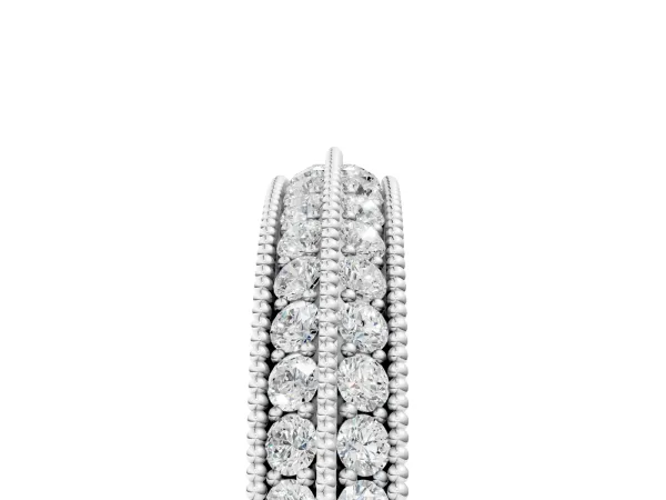Pavé Round Diamond Milgrain Eternity Band Platinum
