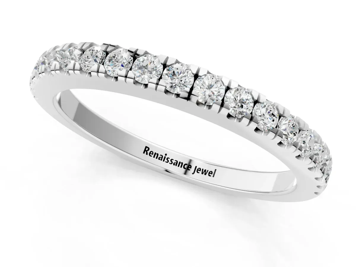 Round Diamond Pavé Eternity Band with U-Prong Setting Silver