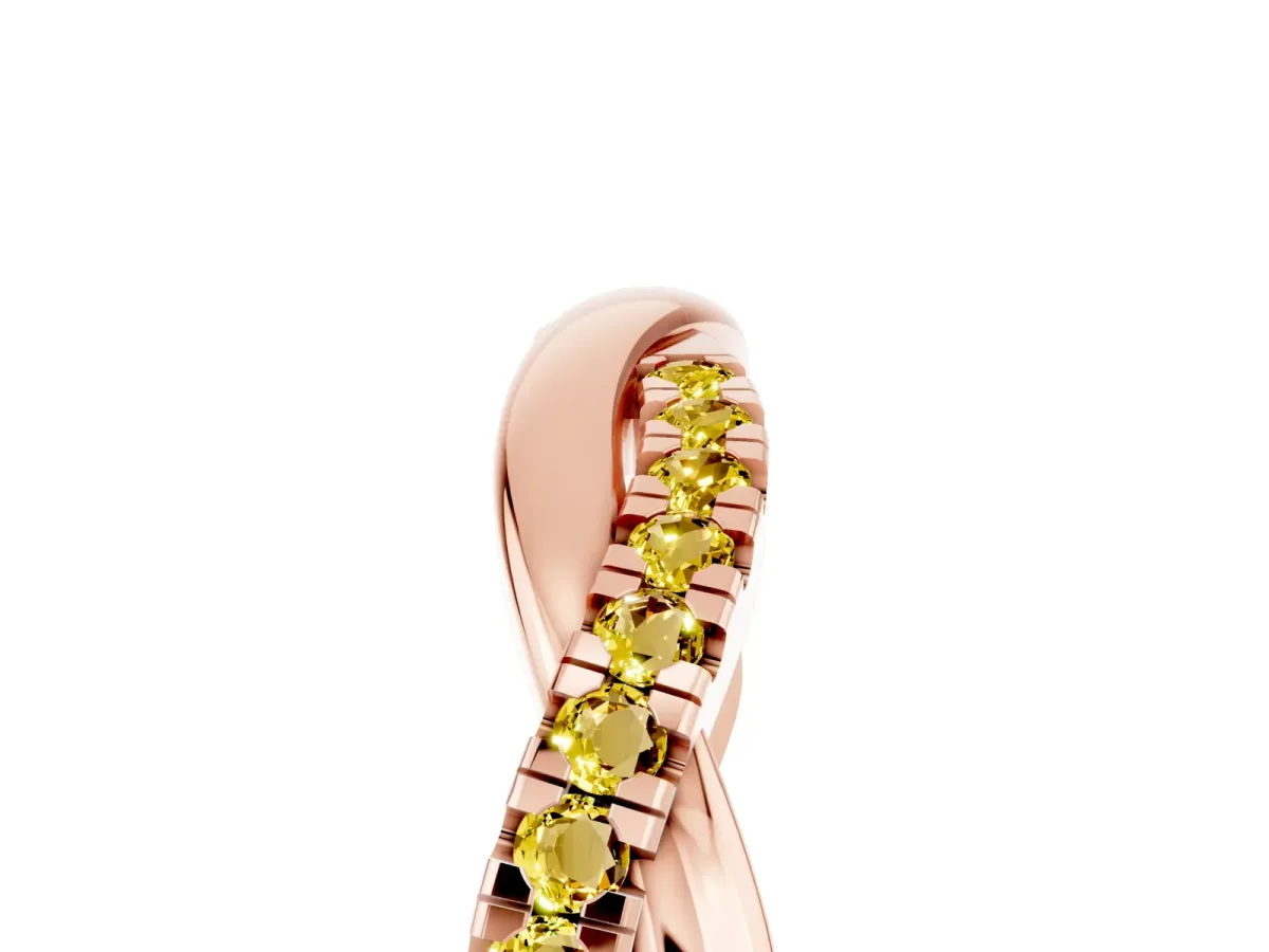 Round Yellow Sapphire Twisted Infinity Band with Prong Setting Rose gold