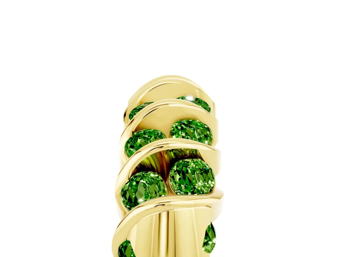 Channel Set Round Peridot Multi-Row Band Yellow gold
