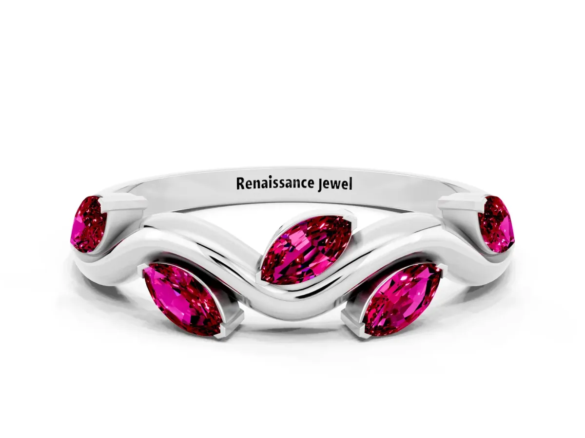 Marquise Garnet Twisted Band with Prong Setting Silver