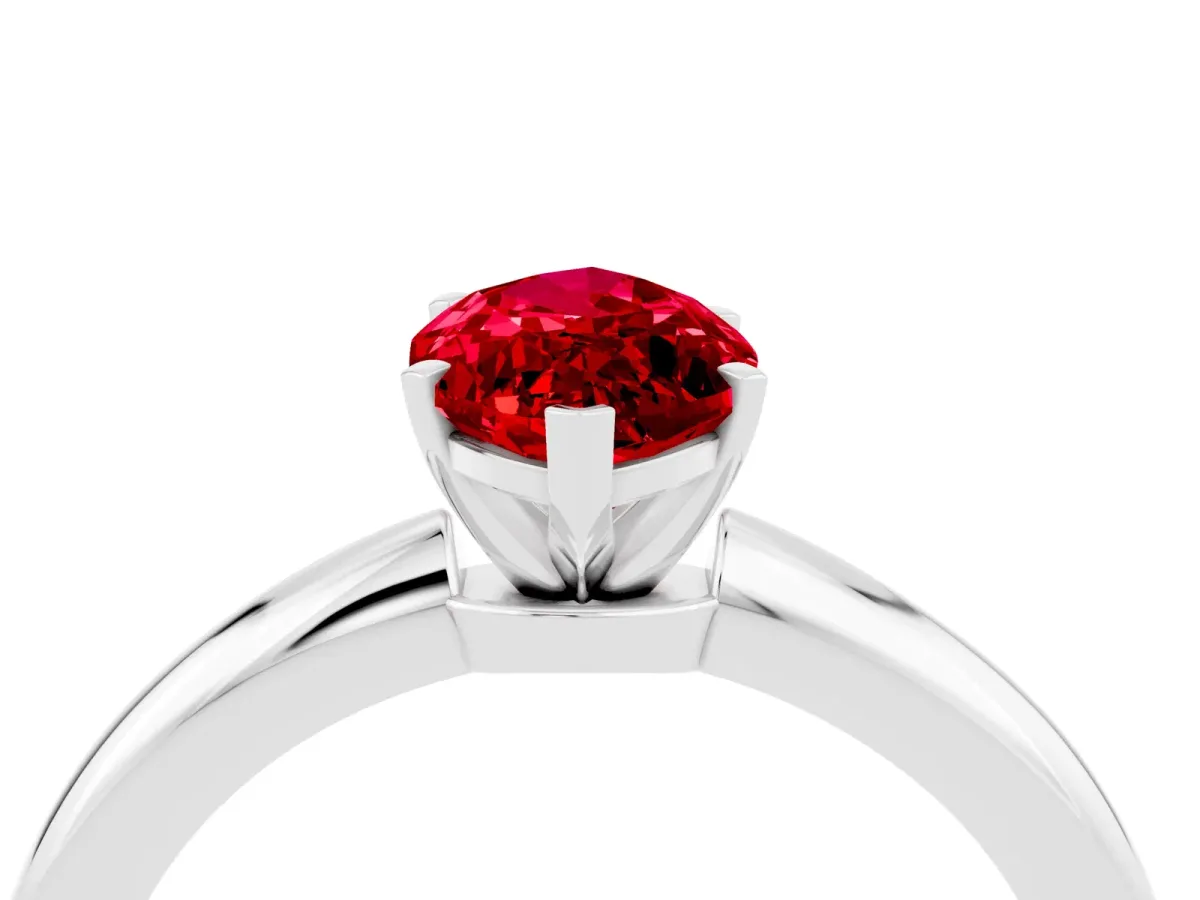 Marquise Cut Ruby Solitaire Ring with Six-Prong Setting and Classic Band Platinum