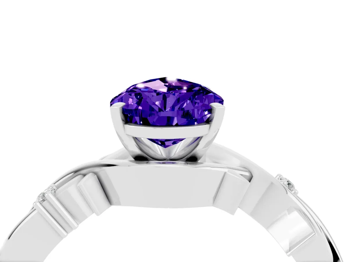 Pear Cut Tanzanite Solitaire Ring with Twisted Band and Prong Setting White gold