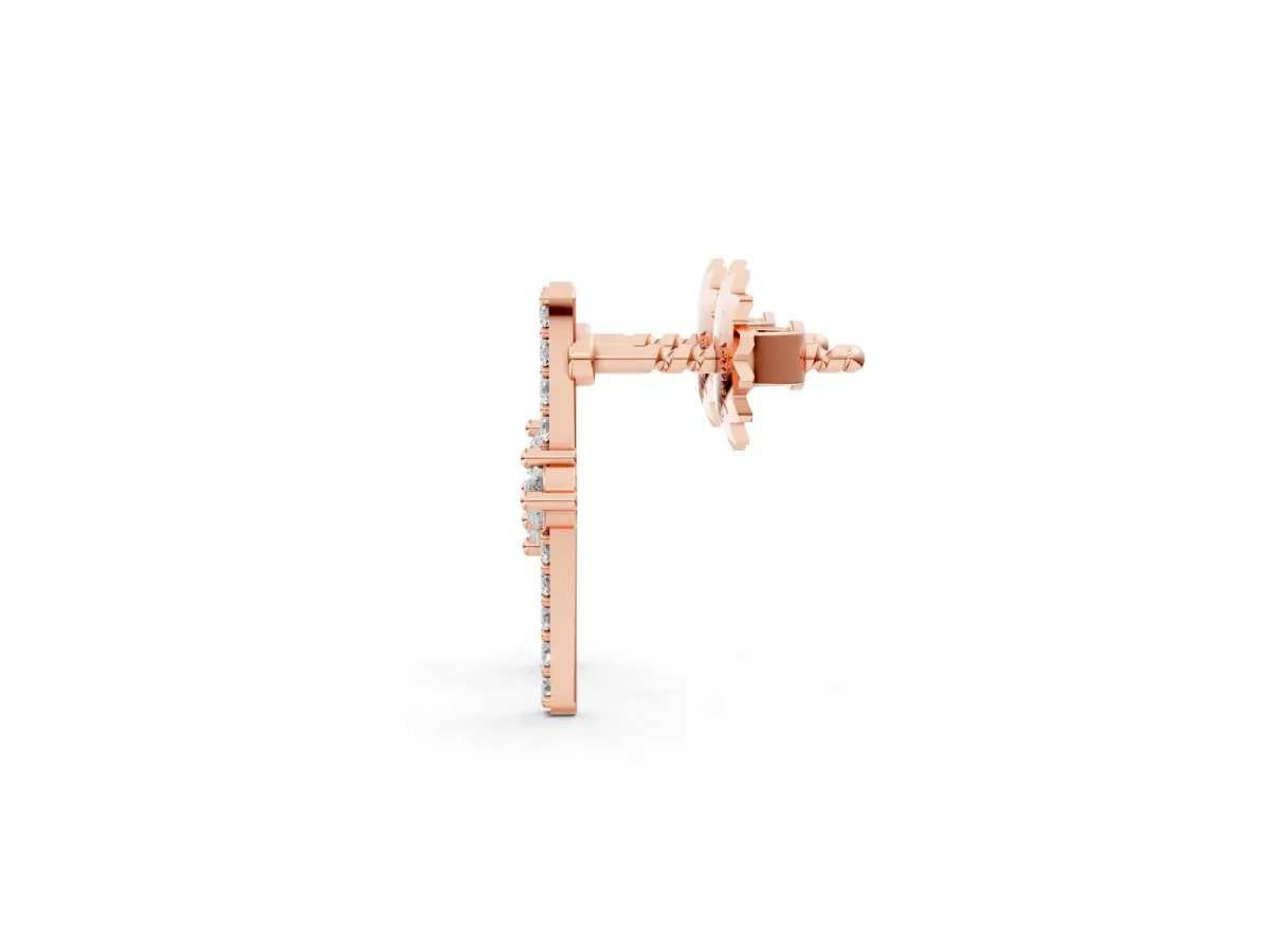 Round Diamond Two Stone Bypass Stud Earrings Rose gold