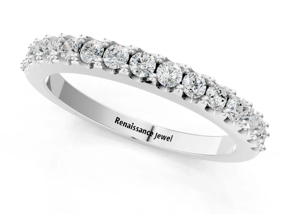 Round Diamond Pavé Set Half Eternity Band White gold