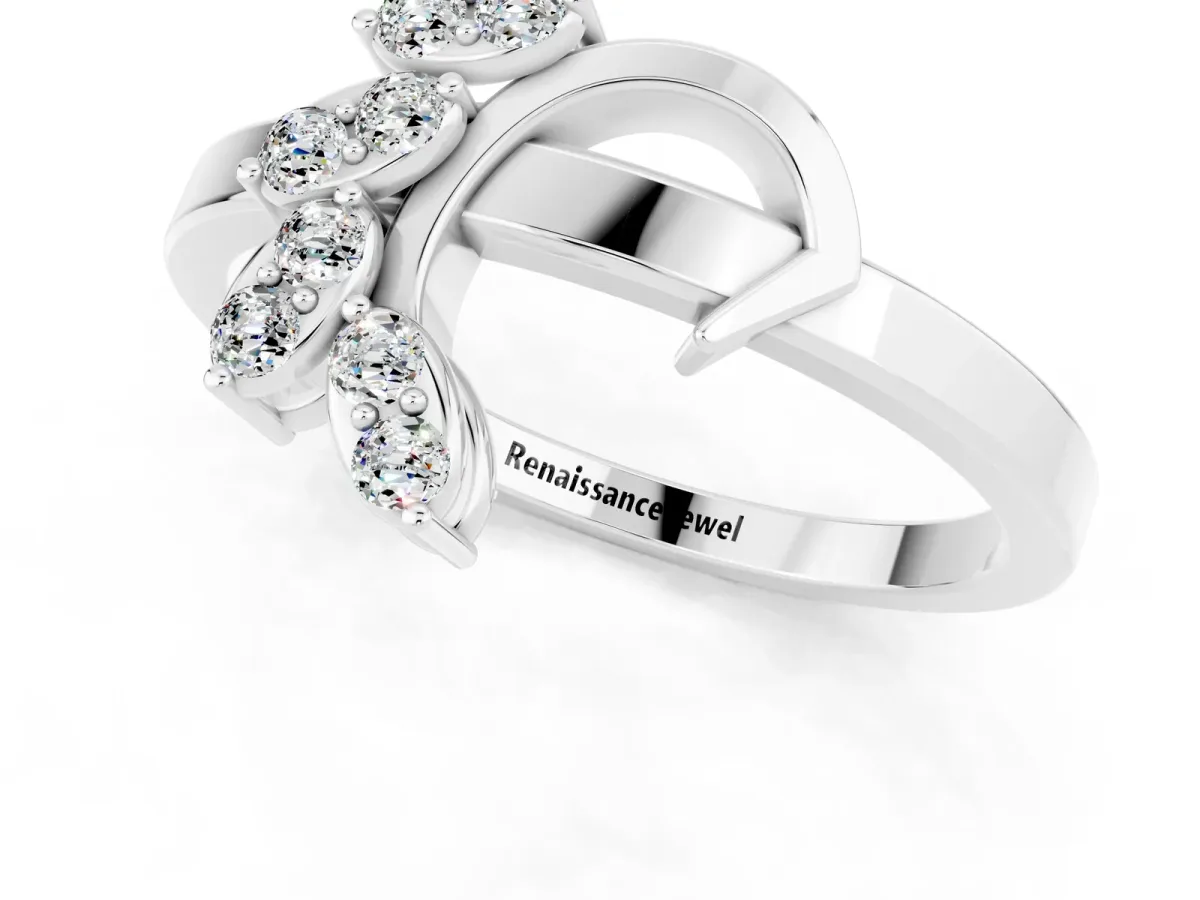 Marquise Moissanite Cluster Bypass Ring with Prong Setting Silver