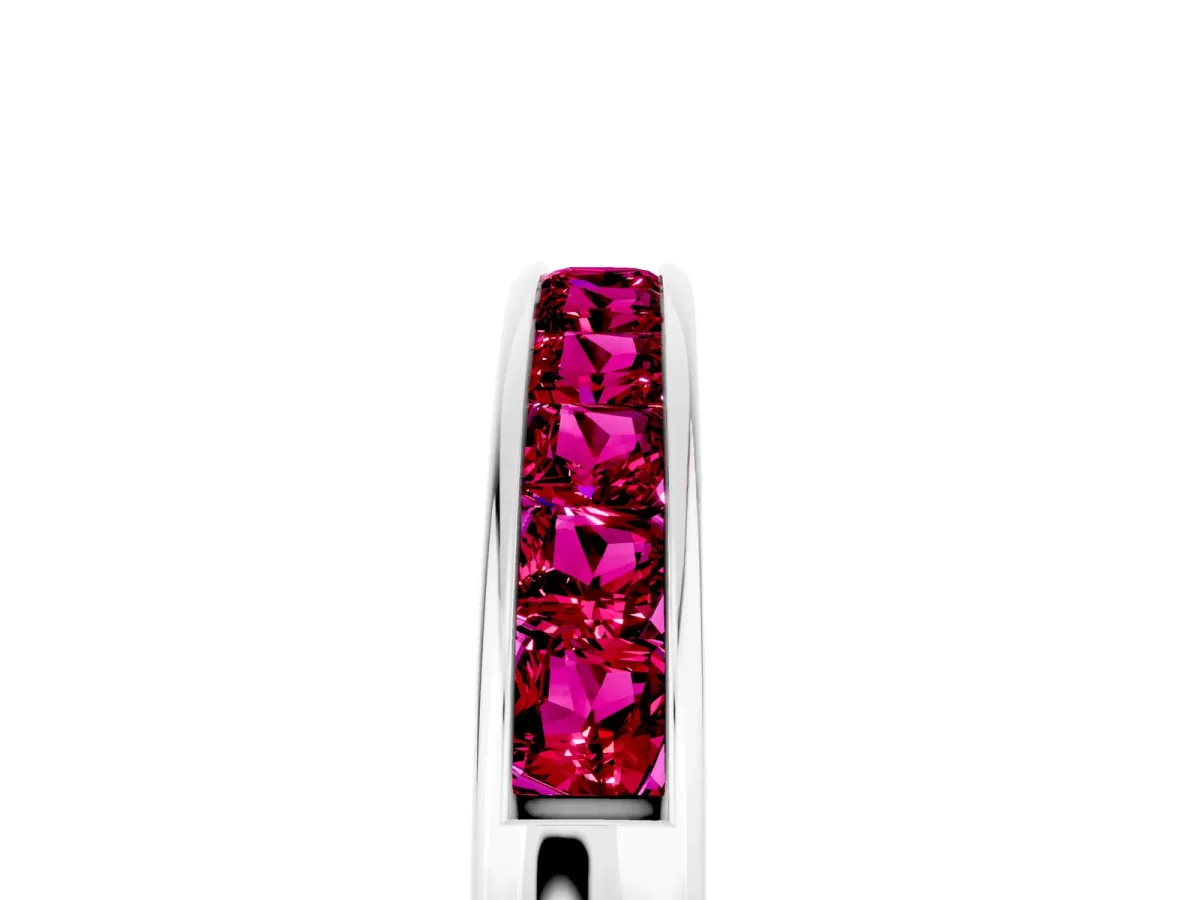 Channel Set Princess Cut Garnet Eternity Band Platinum