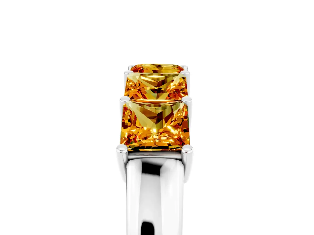 Princess Cut Five-Stone Citrine Band with Prong Setting Platinum