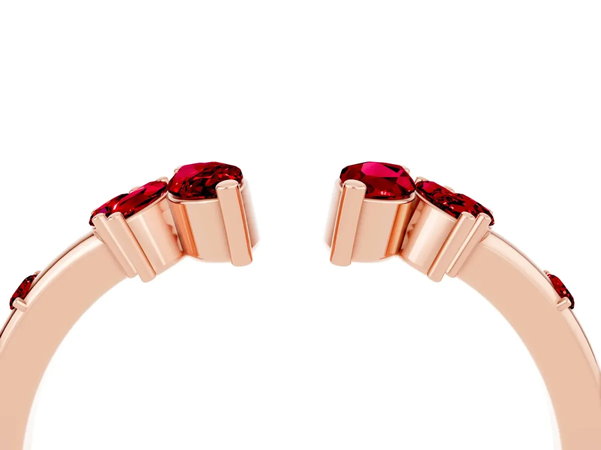 Open Marquise Cluster Ruby Band with Prong Setting Rose gold