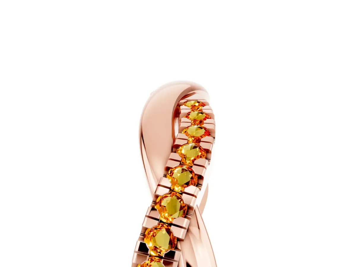 Round Citrine Twisted Infinity Band with Prong Setting Rose gold