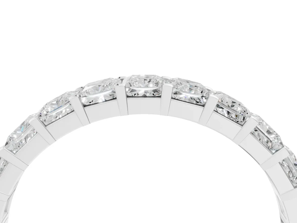 Princess Cut Diamond Eternity Band with Channel Setting and Shared Prong Silver