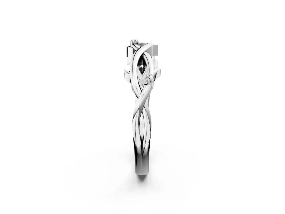 Prong Set Round Diamond Twist Band Platinum