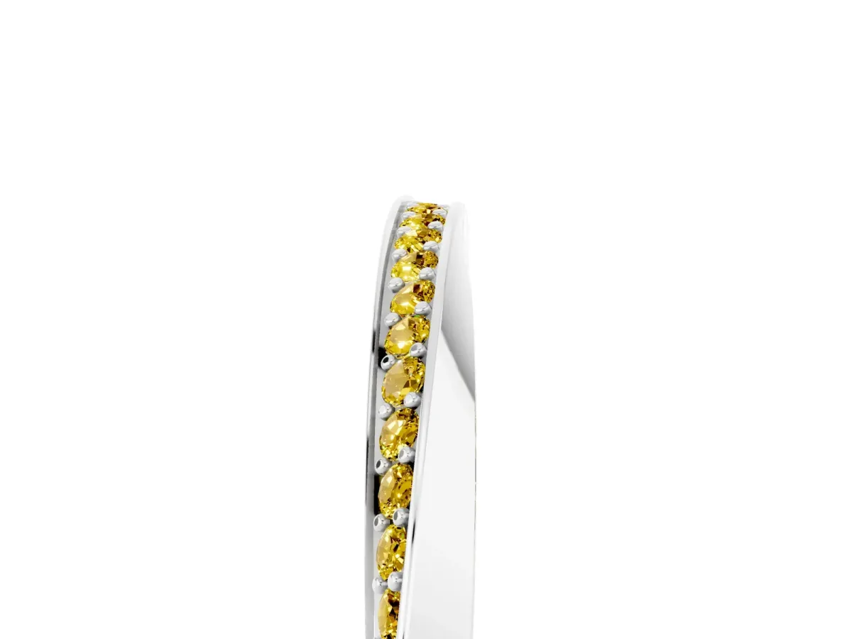 Pavé Round Yellow Sapphire Twist Band White gold