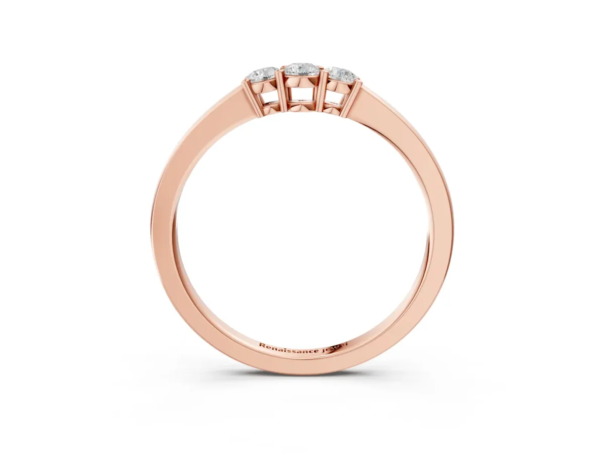 Three-Stone Round Diamond Tension Set Solitaire Band with Prong Setting Rose gold