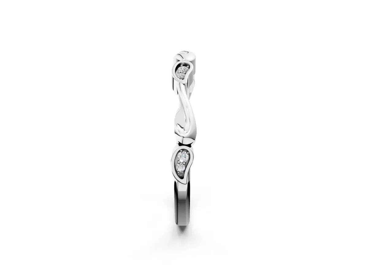Marquise Diamond Leaf Twist Eternity Band with Bezel Setting White gold
