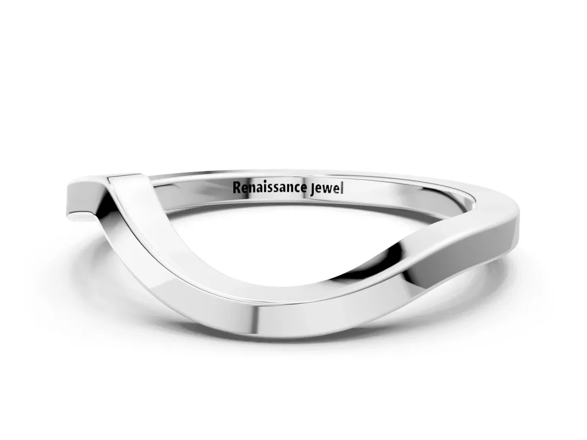 Chevron Curved Solitaire Band White gold