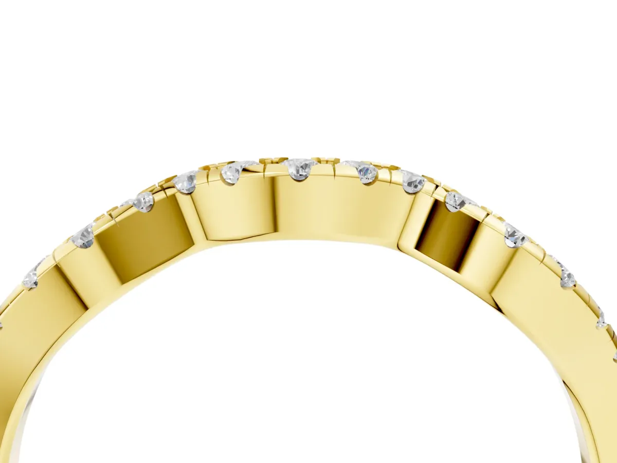 Round Diamond Pavé Curved Wedding Band Yellow gold