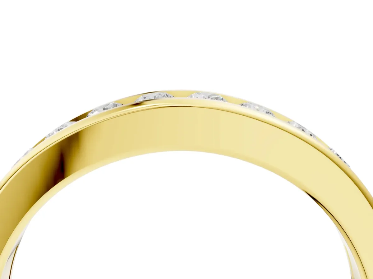 Channel-Set Round Diamond Eternity Band Yellow gold